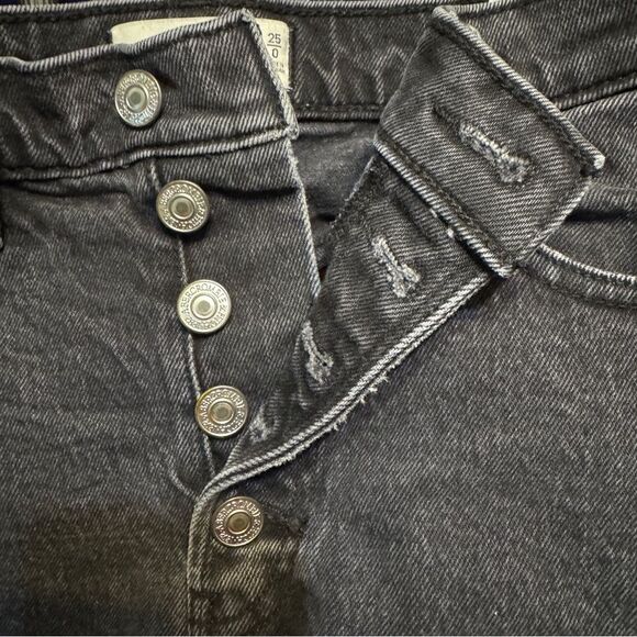 Abercrombie & Fitch Women's 25/0 High Rise 4" Shorts Black Denim - Picture 5 of 10